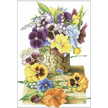 

Potted Violet patterns Counted Cross Stitch 11CT 14CT 18CT DIY Chinese Cross Stitch Kits Embroidery Needlework Sets