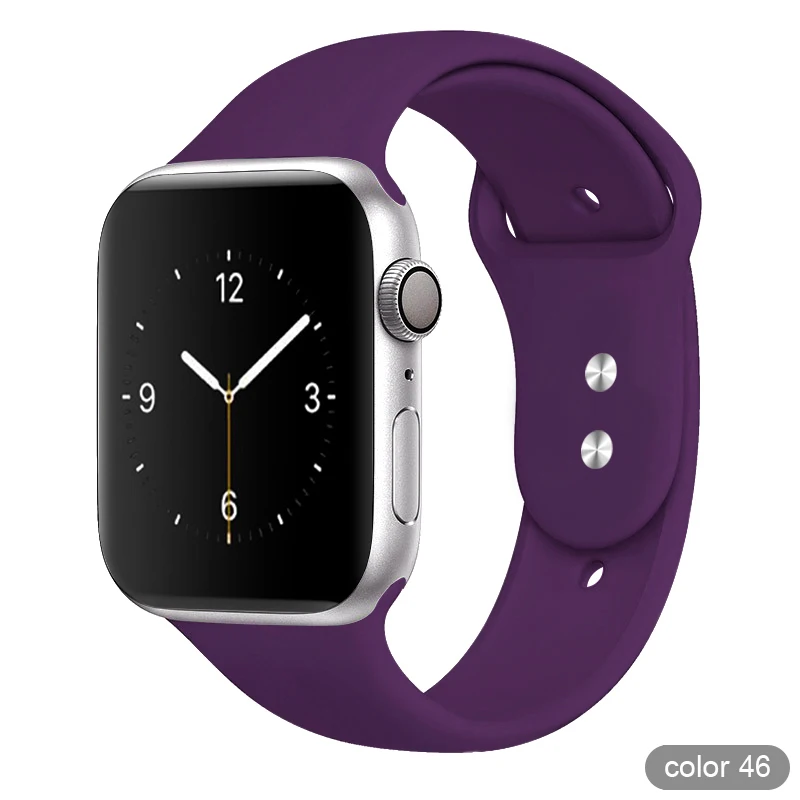 Цветной мягкий силиконовый спортивный ремешок для Apple Watch серии 1 2 3 4 5 38 мм 42 мм резиновый ремешок для часов 40 мм 44 мм iWatch 4/5 - Цвет ремешка: Color 46