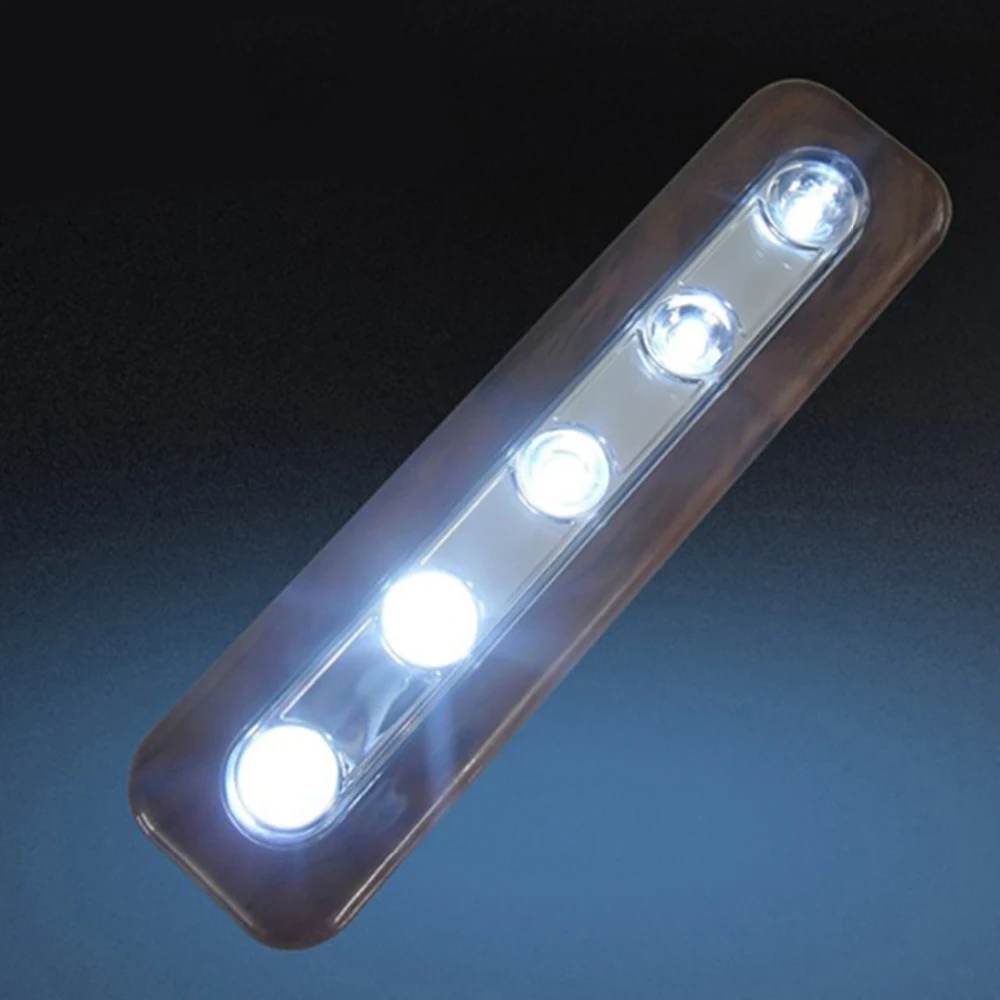 5LEDs Wireless Touch Cabinet Light LED With Adhesive Sticker Battery Powered Lamp Closet Wardrobe Stair Bedroom Drawer Lights 8