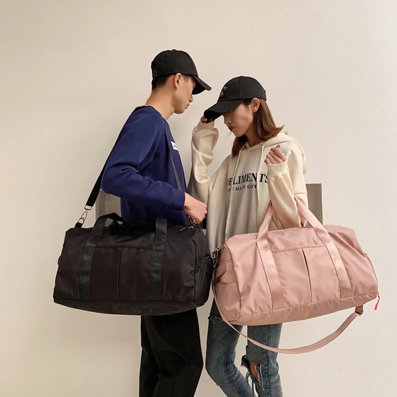 

Outdoor Waterproof Nylon Sports Gym Bags Men Women Training Fitness Travel Handbag Yoga Mat Sport Bag with Shoes Compartment