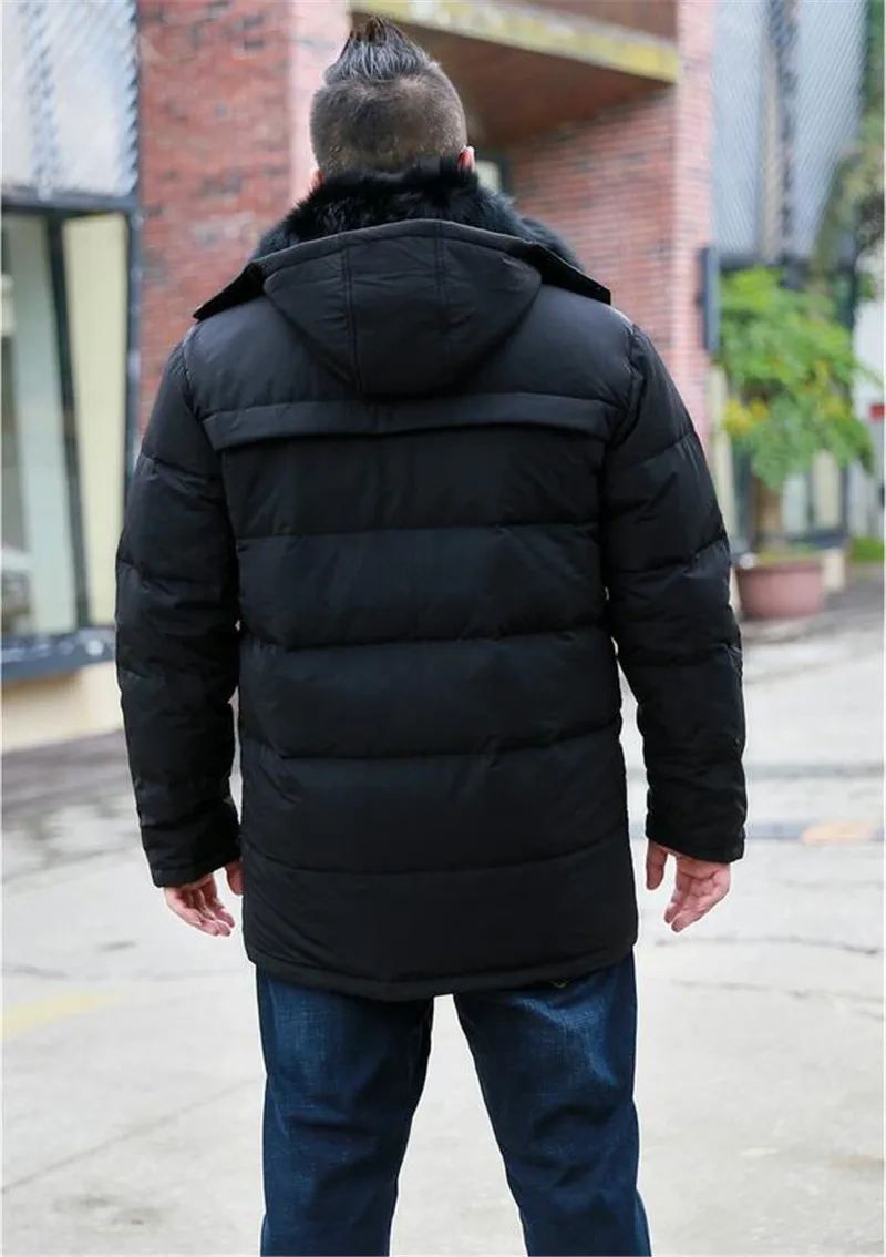 Цвет черный, темно-синий,, Мужская Толстая куртка большого размера с капюшоном, короткий меховой воротник, хлопковое пальто, осенне-зимняя мужская куртка с воротником