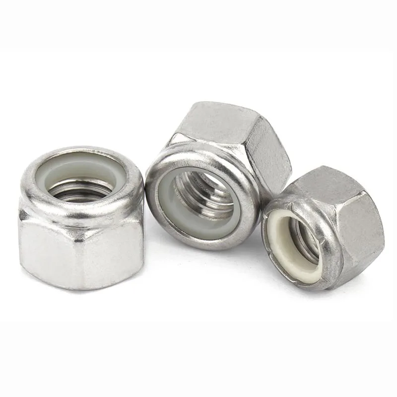 Stainless Steel Hex Nylon Insert Lock Nut 1/25pcs UNC/UNF 2#-3/4 Self-locking Nylock Locknut