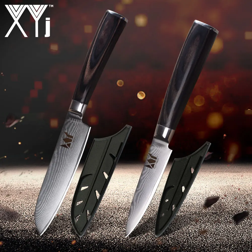 XYj набор ножей из дамасской стали для очистки овощей японский нож повара VG10 Дамасская сталь шеф-повара кухонные ножи Мясник набор кухонных ножей