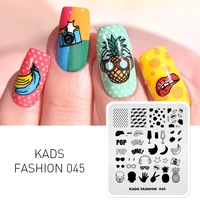 KADS 7*8cm Stamping Plate Fruit & Lips cartoon Pattern Stencil For Polish Nail Stamping Template Nail Decoration Tool 1