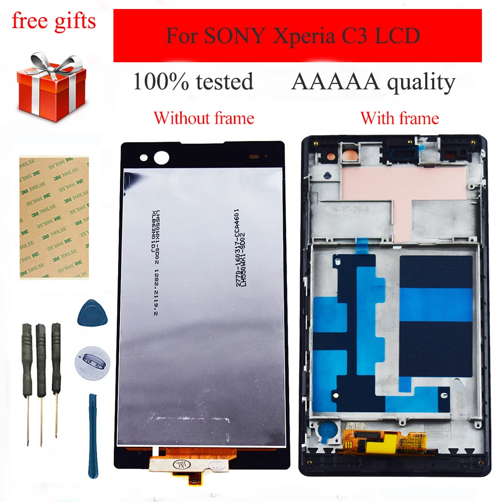 Для SONY Xperia C3 D2533 D2502 сенсорный экран дигитайзер сенсорная стеклянная панель + ЖК
