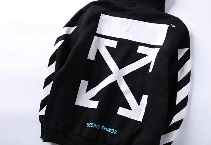 Косая полоска граффити стрелка 18ss Off-White мужские парные модели Осень Зима хлопок Повседневная Свободная Толстовка с капюшоном куртка