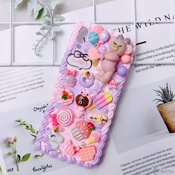 

DIY case for iPhone 11 pro max 3D bear phone cover X/XS MAX XR handmade cartoon creamy shell 7/8 plus 6/6s+ candy toys girl gift