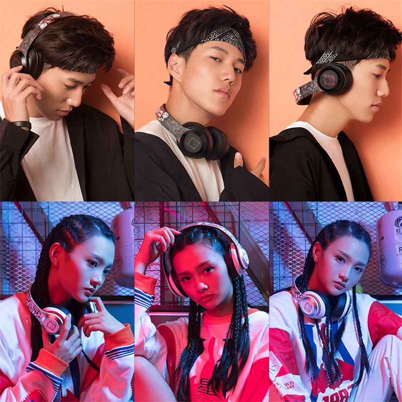 Wireless Bluetooth Headphones LED Luminous Earphone Head Mounted Foldable Deep Bass Sports Gaming Headsets For Mobile PC