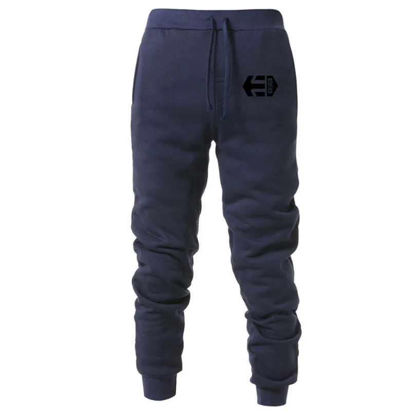 Navy black Модные мужские спортивные штаны, повседневные эластичные хлопковые мужские штаны для фитнеса, брюки для тренировок, обтягивающие спортивные штаны, штаны для бега - Цвет: Navy black