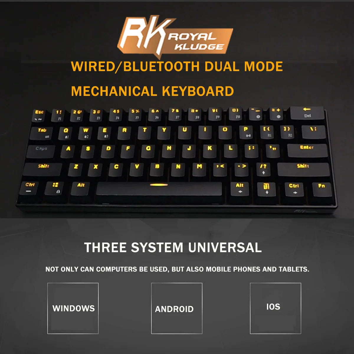 RK 61 переключатель gateron RGB Механическая игровая клавиатура bluetooth светодиодный водонепроницаемый с подсветкой для рабочего стола английская модель