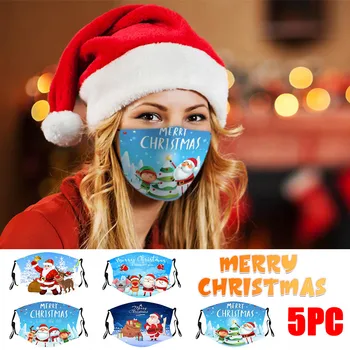 

5pcs Mascarilla Christmas Face Mask Men And Women Mouth Masks For Anti-dust Face Mask Washable Earloop Mouth Cover Washable Mask