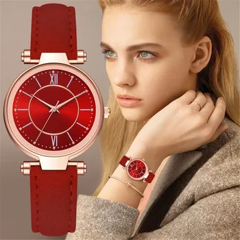 

Relogio Women Watches Leather Belt Luxury Sleek Analog Alloy Quartz Wrist Watch Casual Leather Belt Band Simple Watch Gift Reloj