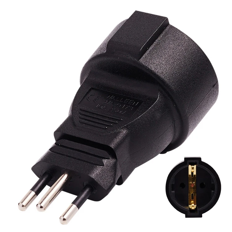 Черный 3 pin Swiss socket adapter Swiss EU немецкая штепсельная вилка адаптер конвертер штепсельная вилка Swiss plugs turn to French plugs - Цвет: Черный