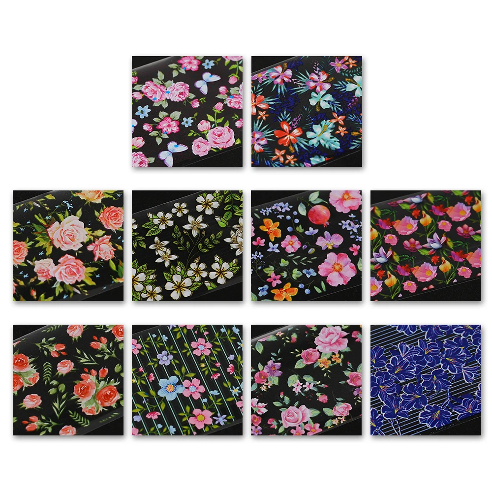 Type 2 10 Rolls/set Nail Foil Polish Stickers Mix Rose Flower Foil Nails Decal for Nail Art Decoration Manicure Nail Art Accessories - Цвет: Type 2