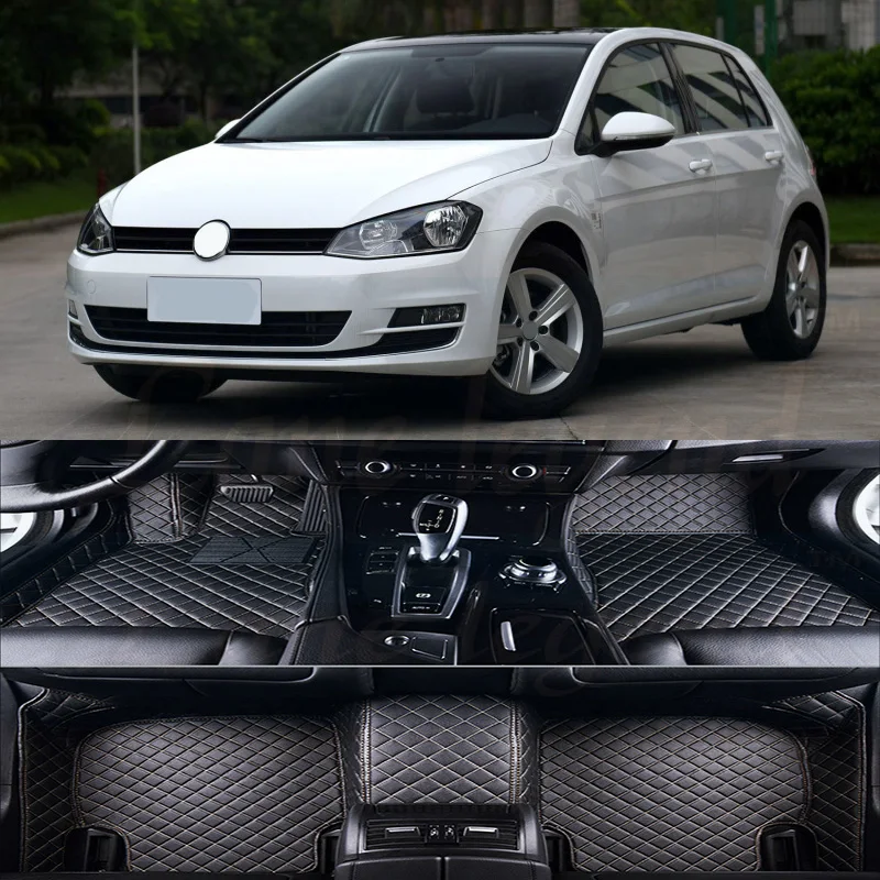 Обновленные кожаные автомобильные коврики для Volkswagen VW Golf 7/GTI R Mk7 Hatchback Hatch 2013- пользовательские подушки для ног Автомобильный Ковер