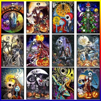 

AMTMBS Nightmare Before Christmas Oil Painting By Numbers For Adults Paint By Numbers Canvas Painting DIY Holiday Decorations