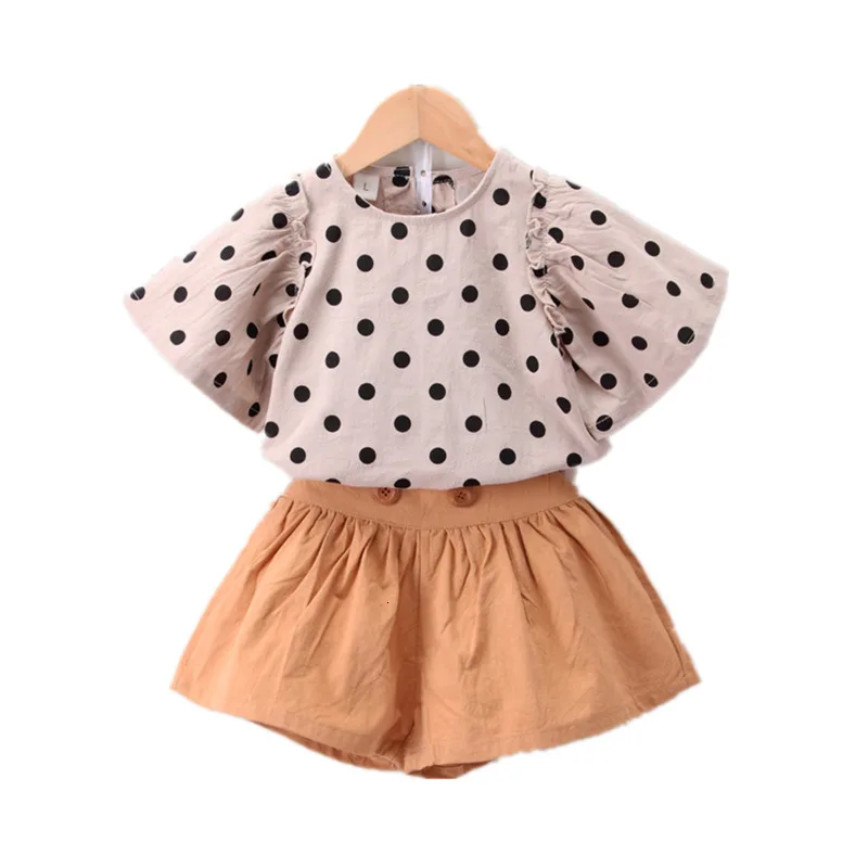 

New Kids Out Clothes Summer Baby Girl Polka Dot Print O-Neck T Shirt Shorts 2Pcs/sets Infant Children Fashion Toddler Tracksuits