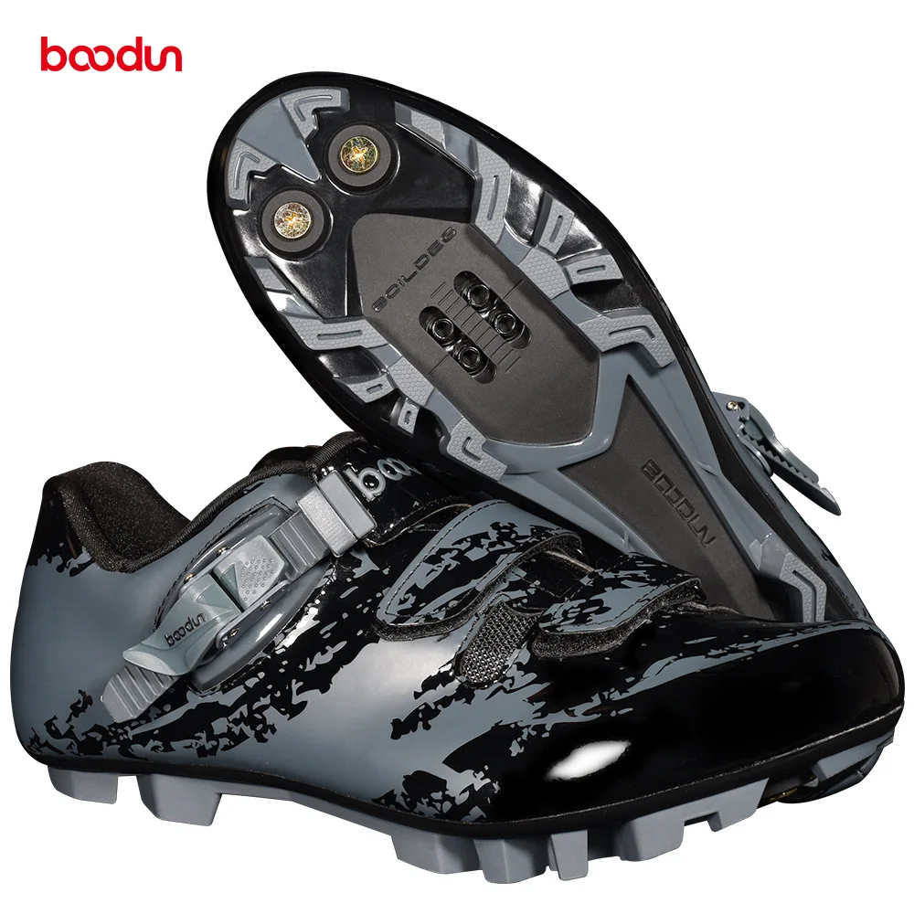 BOODUN, дышащий материал и водонепроницаемая обувь для шоссейного горного велосипеда, обувь для гоночного велосипеда MTB, обувь для велоспорта, Мужская самофиксирующаяся спортивная обувь для велосипеда - Цвет: MTB BLACK