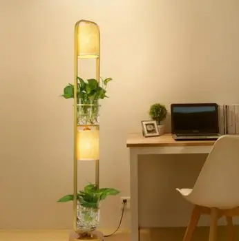 

Modern Chinese Decoration Plant Flower Floor Lamp Fabric Lampshade Glass Study Stand Floor Light AC110V-220V