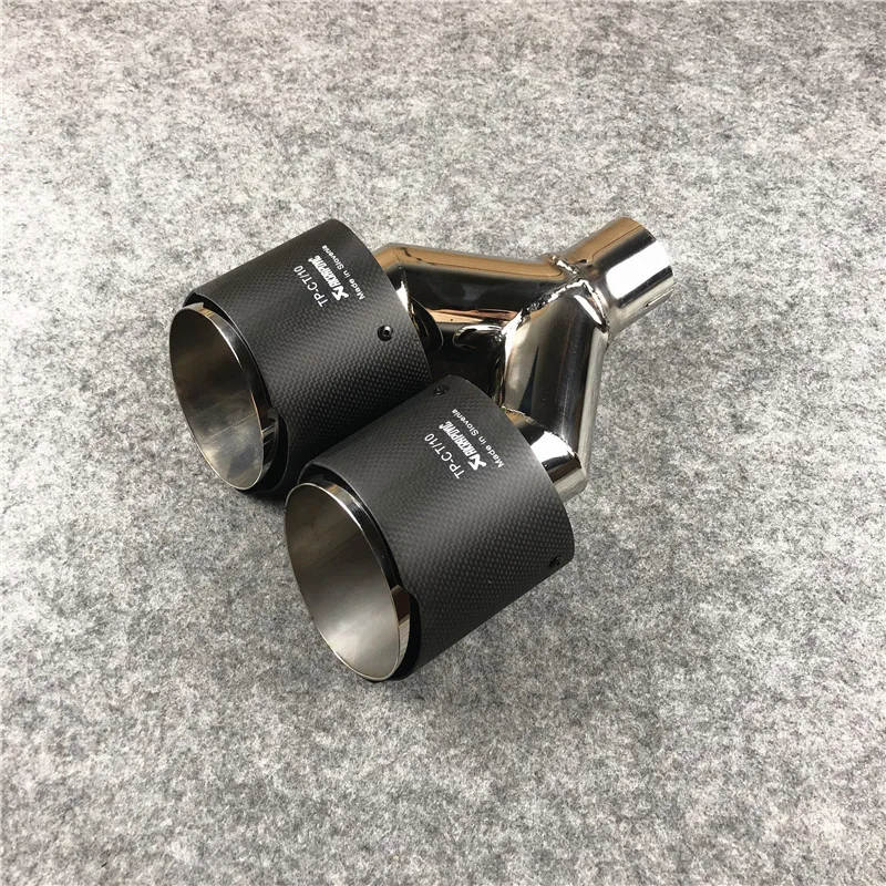 1 шт. Akrapovic матовый двойной выхлопной наконечник углеродное волокно Универсальный выхлопной трубы хвост автомобиля глушитель наконечники насадки хвост
