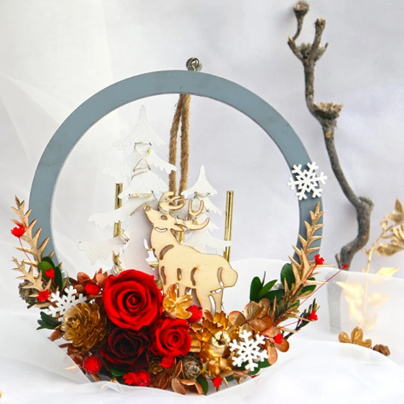 Christmas Gift Eternal Flower Garland Home Decoration Wreath Pendant a Deer Have You Rose To Send a Girlfriend Gift