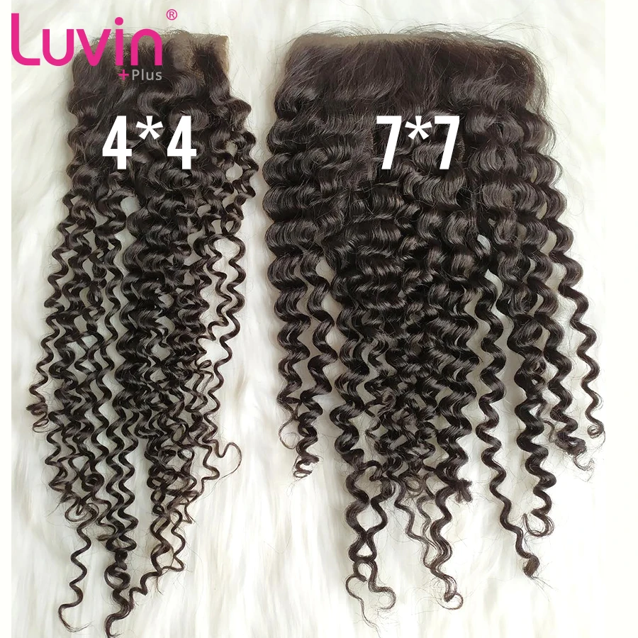 Luvin OneCut волосы глубокая волна 7x7 Кружева Закрытие бразильские человеческие девственные волосы Закрытие с волосами младенца средний/ часть