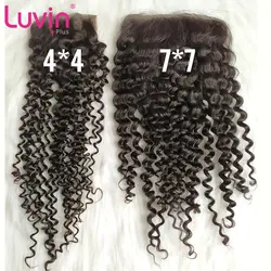 Luvin OneCutHair глубокая волна 7x7 закрытие шнурка бразильские человеческие девственные волосы Закрытие с волосами младенца средний/бесплатная