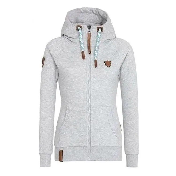 Light grey Осень, Женская толстовка с капюшоном размера плюс 5XL, синяя, с капюшоном, на молнии, одноцветная, повседневные топы, теплое бархатное пальто, женская спортивная толстовка - Цвет: Light grey