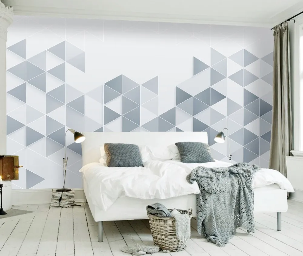 

Drop Shipping Custom 3D Geometry Triangle Dreamlike Wallpaper Northern Europe Style Wall Mural Office Wallpaper