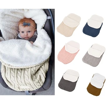 

Baby Sleeping Bag Infant Winter Warm Thickening Plus Velvet Knit Warm Sleeping Bag Wool Stroller Sleeping Bag