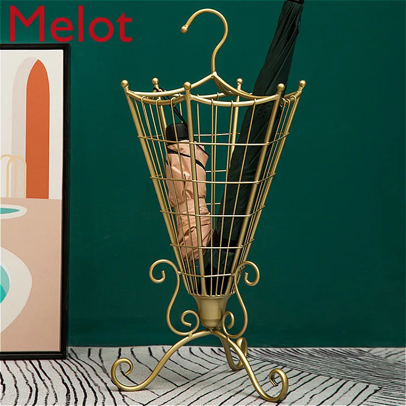 

European-Style Iron Umbrella Stand Hotel Commercial Umbrella Rack Door Umbrella Bucket Villa Umbrella Storage Rack