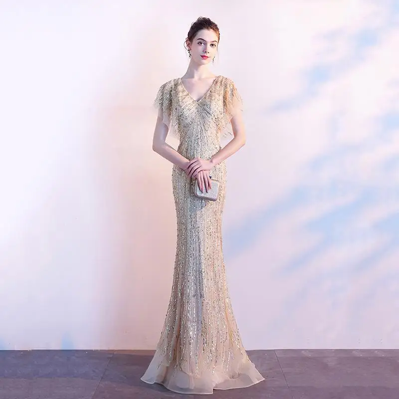 Элегантный Русалка сетки вечернее платье леди Qipao изысканный Bling блёстки Robe De Soiree Сексуальная выдалбливают оболочка Cheongsam - Цвет: Style 14