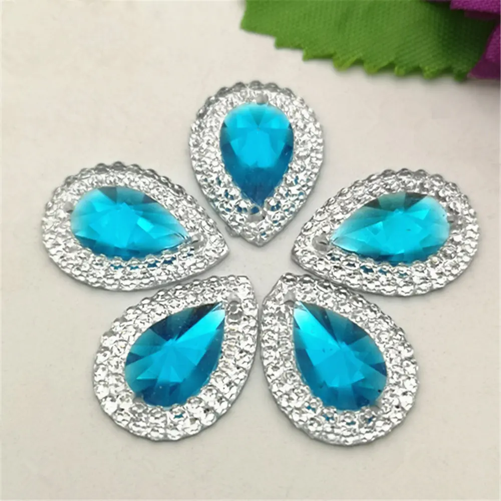 Lightblue 40pcs DIY 40 шт микс 13 мм* 18 мм смолы в форме капли Flatback Стразы Свадебные украшения - Цвет: Lightblue 40pcs