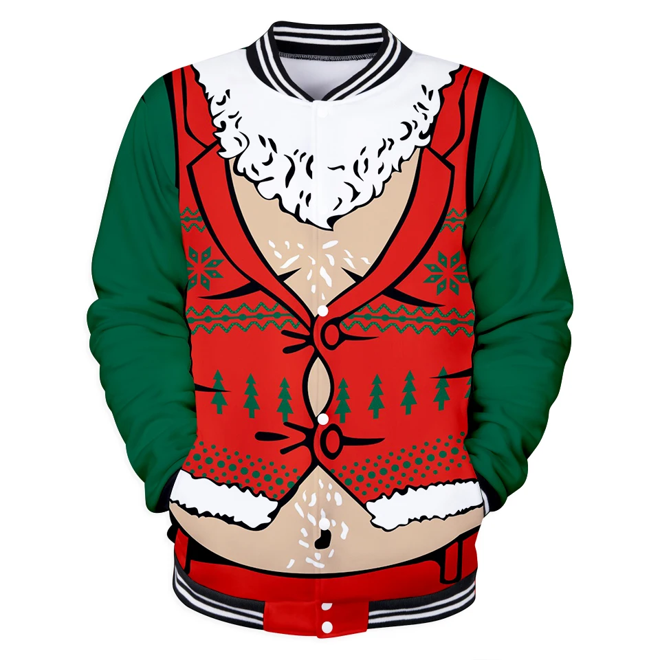 2019 популярная зимняя куртка с объемным рисунком Санта Клауса для мужчин/женщин