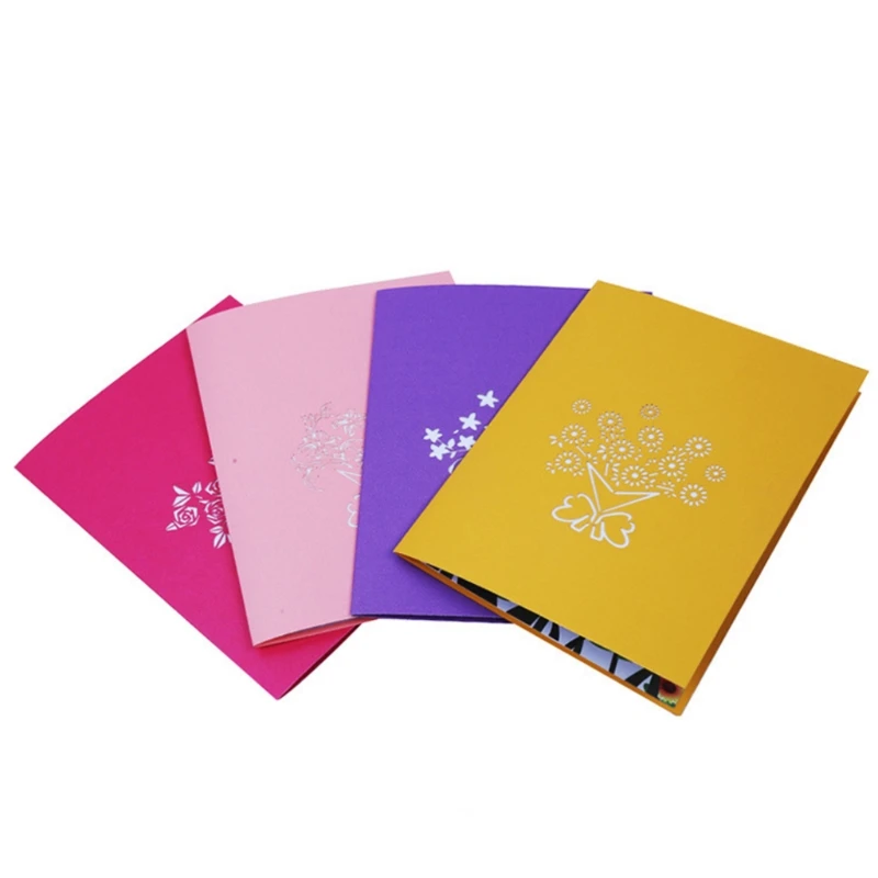  3D Pop Up Rose Flowers Greeting Card Christmas Birthday New Year Invitation 72XF - 4000389116793