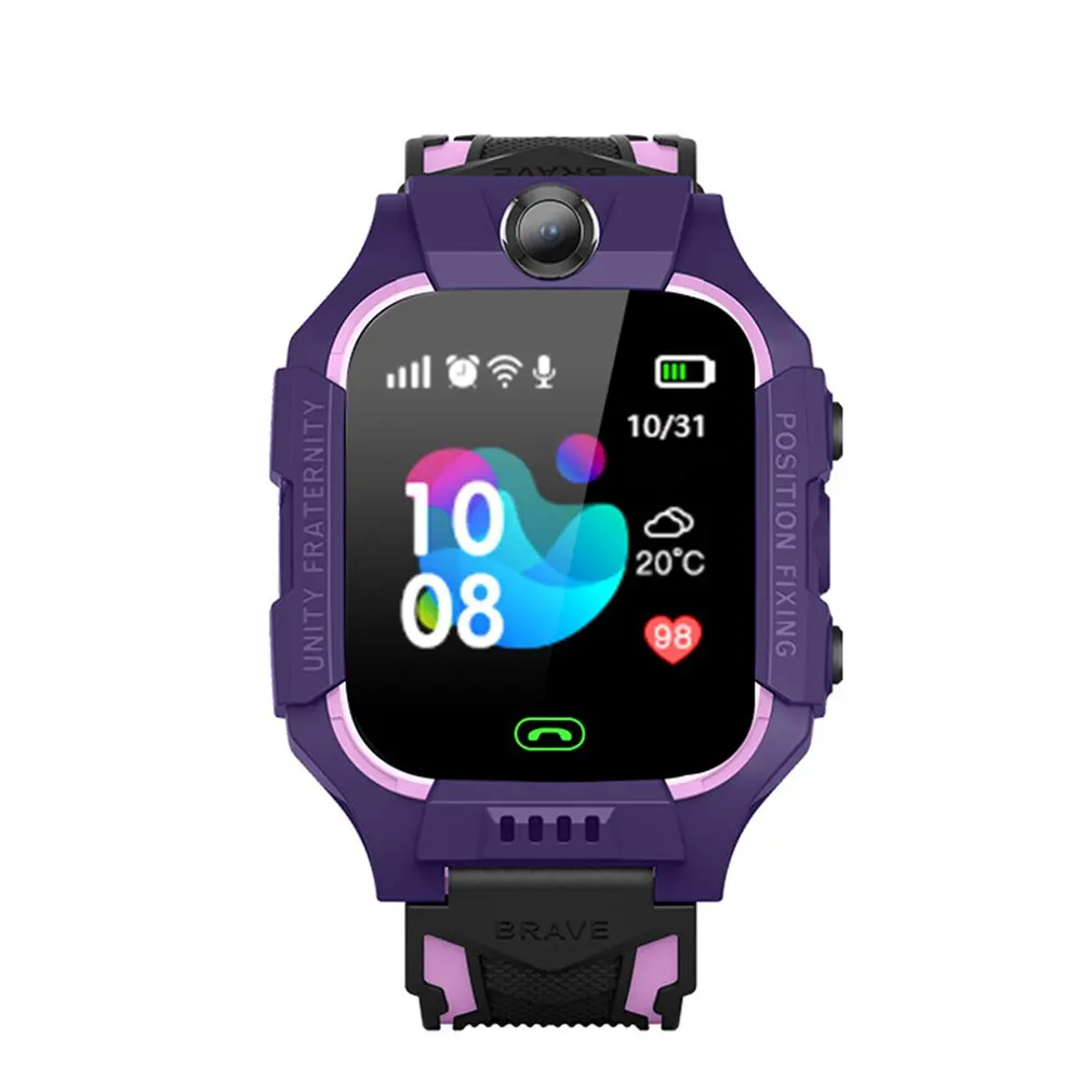 Анти-потеря Водонепроницаемый Дети Smartwatch водонепроницаемый Lbs базовая станция отслеживание позиционер S0S Sim вызов Смарт-часы с камерой - Цвет: Фиолетовый