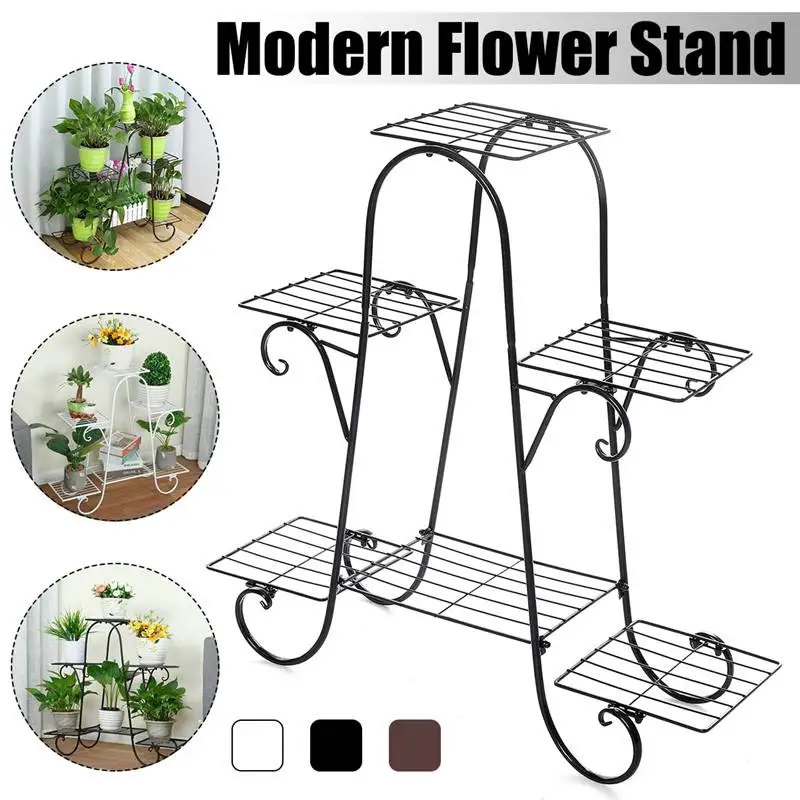 

6 Layers European Wrought Iron Flower Stand Indoor Multi-story Flower Stand Rack Floor-standing Balcony Flower Pot Shelves