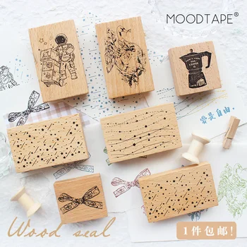 

moodtape vintage wood clear stamp for DIY scrapbooking/photo album Decorative stamp star swan coffee bowknot rubber stamp seal