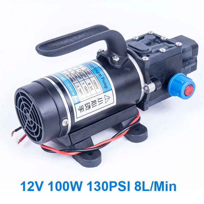 12V 100W 1.1Mpa 130PSI 8.3A 8L/мин сельскохозяйственный Электрический микро водяной насос водяная пленка высокого Давление самовсасывающий насос - Напряжение: Pressure switch type