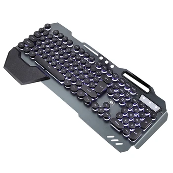 

Retro Round Cap-Ergonomic Wired RGB LED White Backlit USB Gaming Keyboard for PUBG,LOL