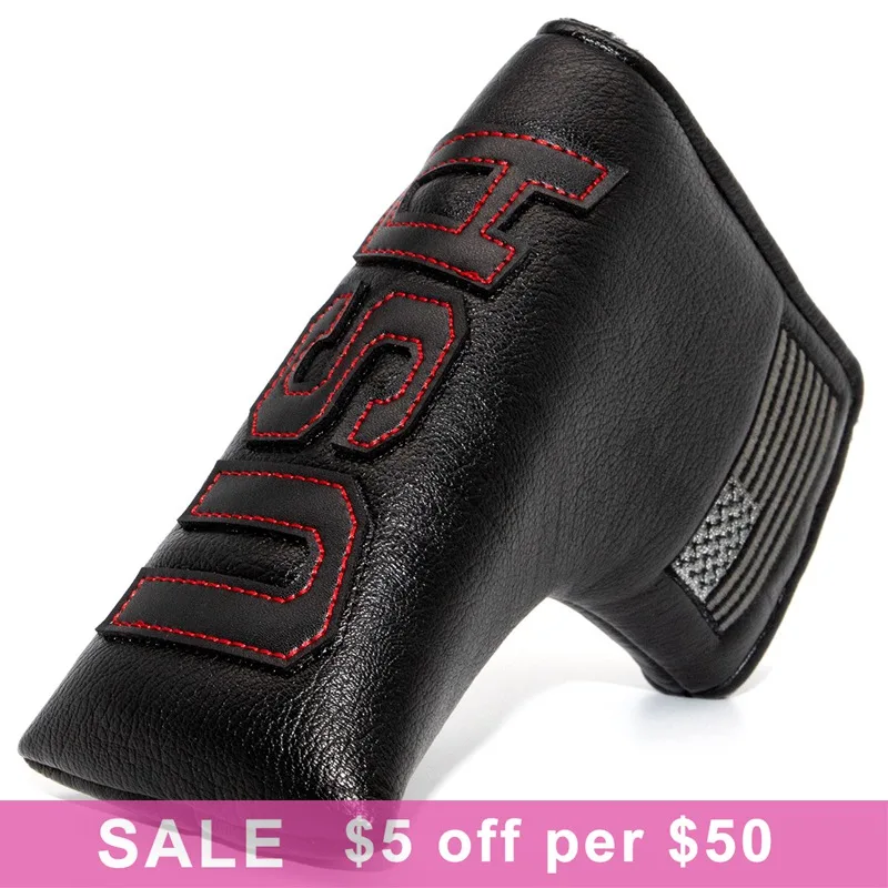 Golf Putter Cover USA Amarica Golf Blade Putter Headcovers Golf Club Head Cover Leather Magnetic Free Shipping