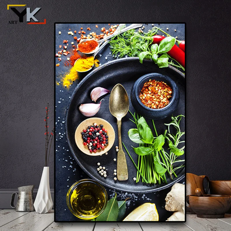 Современный декор для кухни картины смешанные травы и специи холст