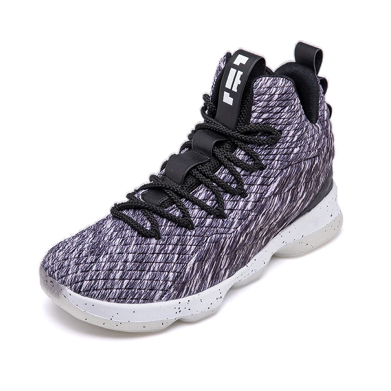 Мужская баскетбольная обувь ударопрочный эластичный Баскетбольная обувь износостойкая спортивная обувь LBJ Баскетбольная обувь мужская - Цвет: gray white