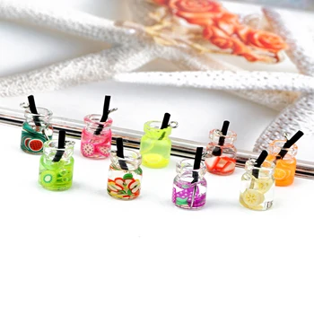 

5pcs Fruit Drink Bottle Resin Charms Strawberry Food Pendant Findings Small Cute Earrings Keychain DIY Jewelry Accessory F408