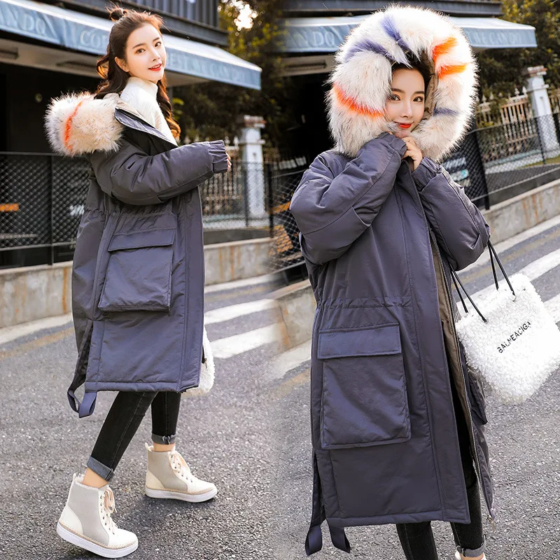 

Large Fur Collar Workwear Cotton Coat Women's 2018 New Style Korean-style Loose-Fit Elegant Winter Cotton-padded Jacket Coat dow