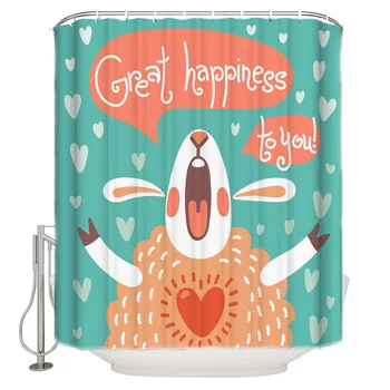 

Sheep Love Text Bathroom Shower Curtain Home Decoration Bathroom Accessories Shower Curtain