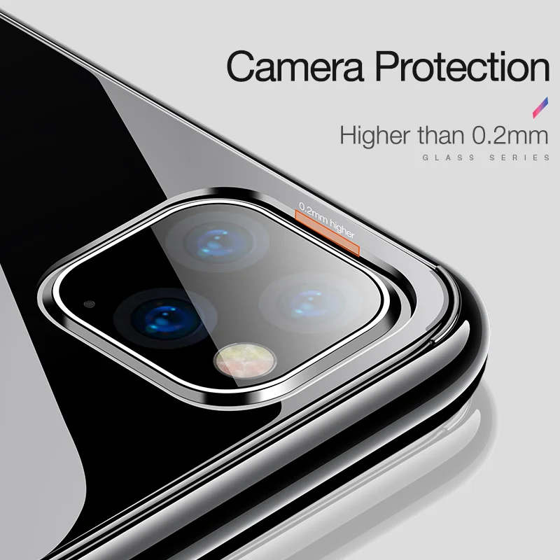 CAFELE Mobile Phone Case for iPhone 11 Pro MAX Cover Ultra Thin Transparent TPU Edge Tempered Glass Back Cover for iPhone 11