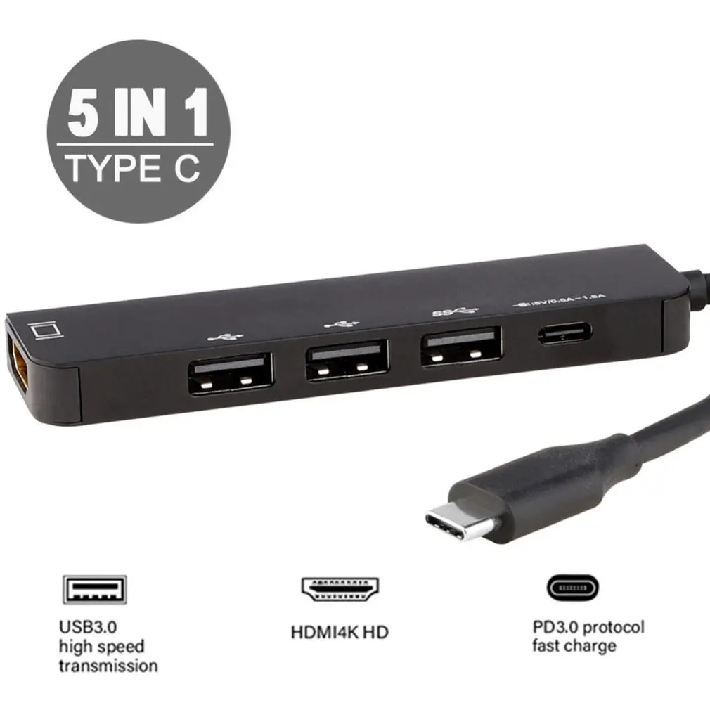 5 в 1 Тип C до 3,0 концентратор HDMI адаптер Thunderbolt для MacBook samsung Galaxy S9 huawei P20 mate 20 Pro Супер скорость USB 3,0