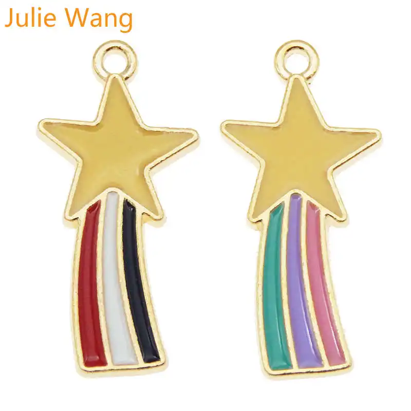 Julie Wang 4 шт. эмаль звезда метеор амулеты красочный сплав золотой тон ожерелье
