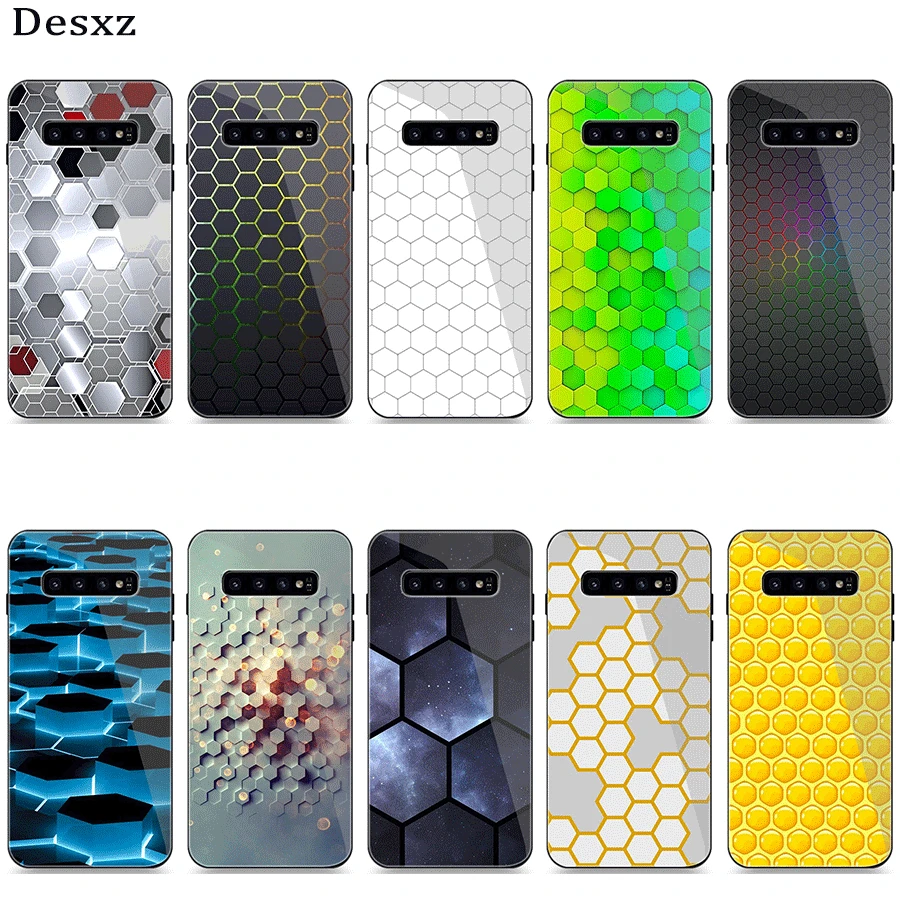 

Mobile Phone Case Glass For Samsung A10 A20 A30 A40 A50 A60 A70 S7 Edge S8 Plus Note 8 9 S10 Cover Honeycomb Wave Point1